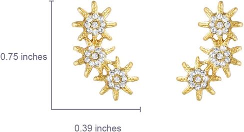 أقراط Capwell + Co Pave Stone Starburst Ear Crawler أقراط على شكل نجمة سماوية هدايا أنيقة للنساء والفتيات الصغيرات in Kuwait
