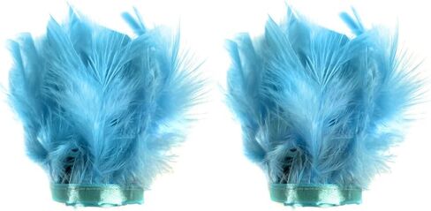 Blue Feather Slap Bracelet Cuffs Satin Turkey Feather Trim Bracelet Cuffs Carnival Feather Accessories Wedding Bridal Feather Wrist Cuff Christmas Party Costume, 1 Pair in Saudi Arabia