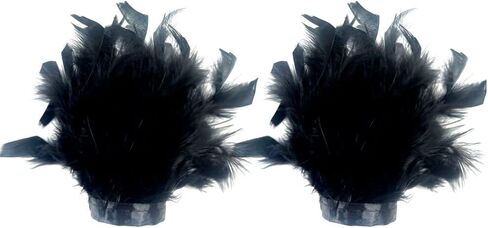 Blue Feather Slap Bracelet Cuffs Satin Turkey Feather Trim Bracelet Cuffs Carnival Feather Accessories Wedding Bridal Feather Wrist Cuff Christmas Party Costume, 1 Pair in Saudi Arabia