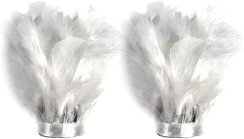 Blue Feather Slap Bracelet Cuffs Satin Turkey Feather Trim Bracelet Cuffs Carnival Feather Accessories Wedding Bridal Feather Wrist Cuff Christmas Party Costume, 1 Pair in Saudi Arabia