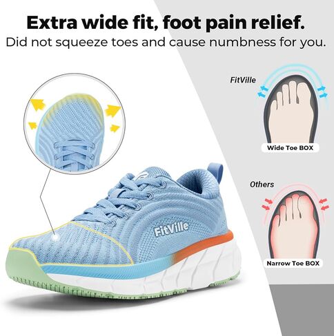 FitVille Wide Toe Box Shoes Women Breathable Wide Running Shoes for Women Lightweight Extra Wide Shoes for Women Comfortable Non Slip Extra Wide Shoes for Women with Swollen Feet with Cushioned in Saudi Arabia