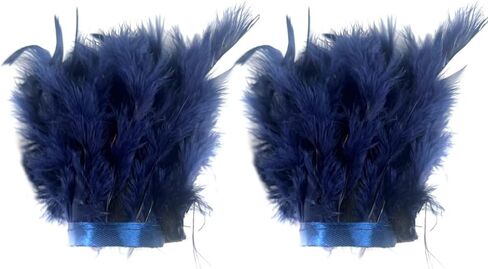 Blue Feather Slap Bracelet Cuffs Satin Turkey Feather Trim Bracelet Cuffs Carnival Feather Accessories Wedding Bridal Feather Wrist Cuff Christmas Party Costume, 1 Pair in Saudi Arabia