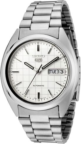 Seiko Men's SNXF05 5 Automatic White Dial Stainless Steel Watch in Saudi Arabia