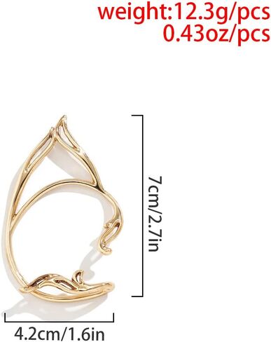 2Pcs Gothic Elf Ear Cuffs - Cute Fairy Cat Ear Wrap Non-Pierced Fake Earrings Cartilage Climber Earring Halloween Costume Cosplay Punk Jewelry for Teen Womens Girls in Saudi Arabia