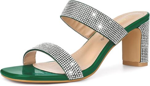 صنادل نسائية من Allegra K بكعب مكتنز من حجر الراين وكعب منزلق in Kuwait