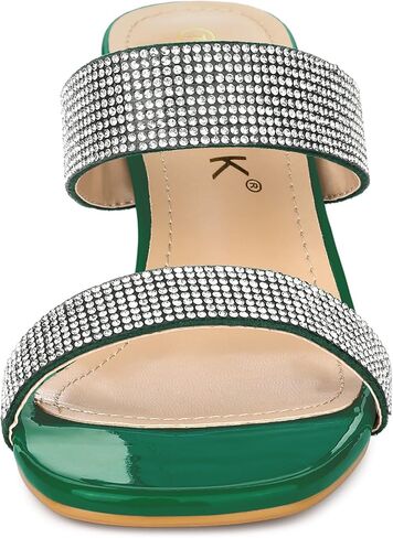 صنادل نسائية من Allegra K بكعب مكتنز من حجر الراين وكعب منزلق in Kuwait