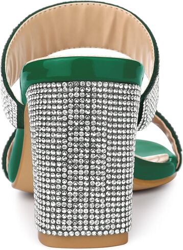 صنادل نسائية من Allegra K بكعب مكتنز من حجر الراين وكعب منزلق in Kuwait