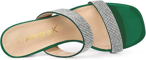 صنادل نسائية من Allegra K بكعب مكتنز من حجر الراين وكعب منزلق in Kuwait