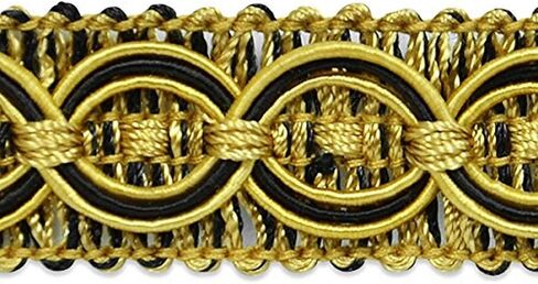 Trims by the Yard 5 Yards of Collette Woven Braid Circle Trim, Black/Gold in Saudi Arabia