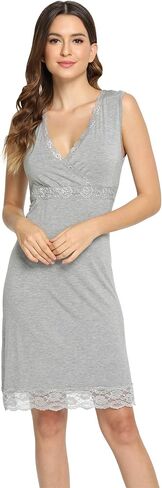 قميص نوم LazyCozy للنساء، قميص نوم مريح خفيف الوزن، قميص نوم برقبة على شكل حرف V in Kuwait