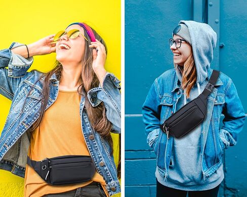 Fanny Pack, Black Waterproof Adjustable Strap Crossbody Waist Pack For Women & Men, Chest Bag for Outdoor, Running, Hiking, Cycling, Travelling in Saudi Arabia