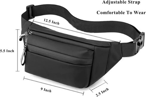 Fanny Pack, Black Waterproof Adjustable Strap Crossbody Waist Pack For Women & Men, Chest Bag for Outdoor, Running, Hiking, Cycling, Travelling in Saudi Arabia