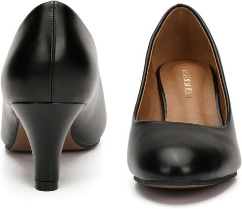 Women's Classic Round Toe Pumps, Mid Kitten Heel, Office Dress Shoes in Kuwait