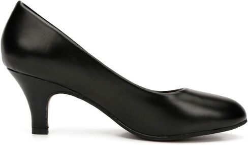 Women's Classic Round Toe Pumps, Mid Kitten Heel, Office Dress Shoes in Kuwait