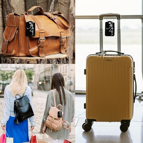 علامات الأمتعة EKOBLA مع غطاء خصوصية خلفي كامل مع هيكل عظمي بحلقة فولاذية مع كوكتيل مضحك عظم مخيف قطعة واحدة من علامة الحقيبة الناعمة قطعة واحدة من بطاقة تعريف الاسم، أسود in Kuwait