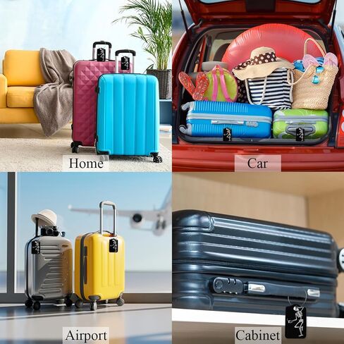 علامات الأمتعة EKOBLA مع غطاء خصوصية خلفي كامل مع هيكل عظمي بحلقة فولاذية مع كوكتيل مضحك عظم مخيف قطعة واحدة من علامة الحقيبة الناعمة قطعة واحدة من بطاقة تعريف الاسم، أسود in Kuwait