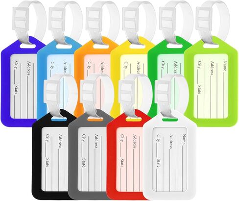 Luggage Tags, 10 Pcs Travel Tags for Suitcases, Baggage Handbag Tags Labels with Name Address City, Travel Essentials Accessories for Travel Baggage Identity ID Labels (10 Color) in Kuwait