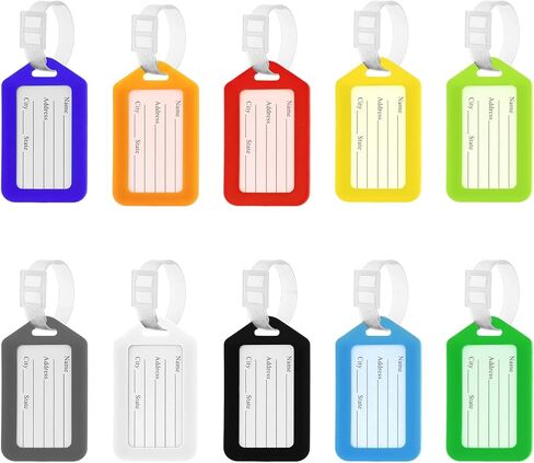Luggage Tags, 10 Pcs Travel Tags for Suitcases, Baggage Handbag Tags Labels with Name Address City, Travel Essentials Accessories for Travel Baggage Identity ID Labels (10 Color) in Kuwait