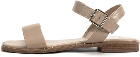 صنادل مسطحة من الجلد الصناعي للنساء من FUNKYMONKEY بأصابع مفتوحة وشريط واحد كاجوال بشريط للكاحل بإبزيم in Kuwait