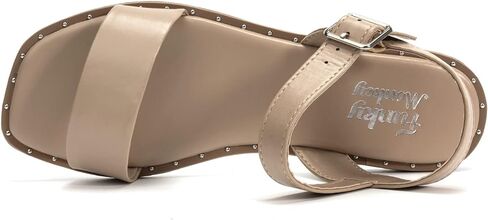 صنادل مسطحة من الجلد الصناعي للنساء من FUNKYMONKEY بأصابع مفتوحة وشريط واحد كاجوال بشريط للكاحل بإبزيم in Kuwait