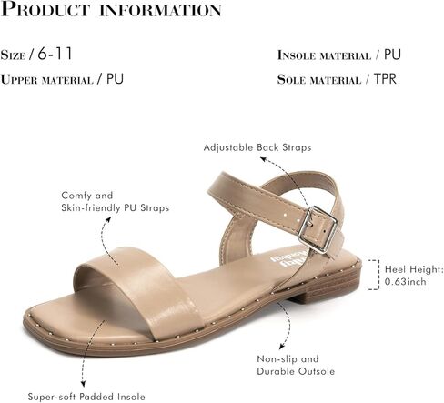 صنادل مسطحة من الجلد الصناعي للنساء من FUNKYMONKEY بأصابع مفتوحة وشريط واحد كاجوال بشريط للكاحل بإبزيم in Kuwait
