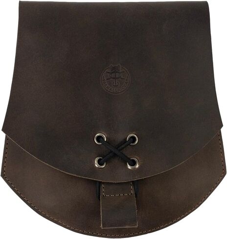 فالهالا جير, شنطة بحزام من العصور الوسطى للنوت بوك الصغيرة والجوال والاكسسوارات - مصنوعة يدويا من الجلد المحبب بالكامل - بني بوربون in Kuwait