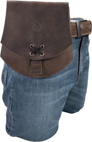 فالهالا جير, شنطة بحزام من العصور الوسطى للنوت بوك الصغيرة والجوال والاكسسوارات - مصنوعة يدويا من الجلد المحبب بالكامل - بني بوربون in Kuwait