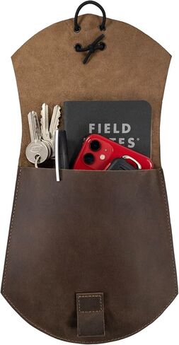 فالهالا جير, شنطة بحزام من العصور الوسطى للنوت بوك الصغيرة والجوال والاكسسوارات - مصنوعة يدويا من الجلد المحبب بالكامل - بني بوربون in Kuwait