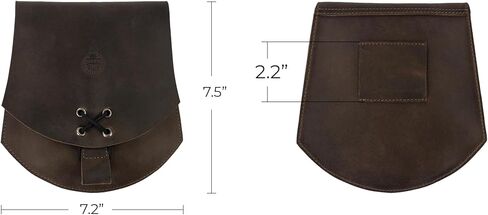 فالهالا جير, شنطة بحزام من العصور الوسطى للنوت بوك الصغيرة والجوال والاكسسوارات - مصنوعة يدويا من الجلد المحبب بالكامل - بني بوربون in Kuwait