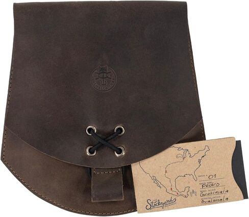 فالهالا جير, شنطة بحزام من العصور الوسطى للنوت بوك الصغيرة والجوال والاكسسوارات - مصنوعة يدويا من الجلد المحبب بالكامل - بني بوربون in Kuwait