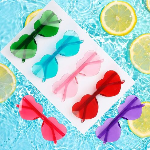 VJJB نظارات شمسية على شكل قلب للنساء، نظارات على شكل قلب وردي إكسسوارات أزياء العازبة لحفلات باربي وأعياد الميلاد 6 أزواج in Kuwait