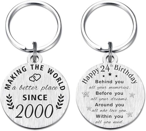 ABNTY 24th Birthday Gifts for Women Men, 24 Year Old Birthday Keychain, Born in 2000 Gifts, 2000 Birthday Decorations in Kuwait