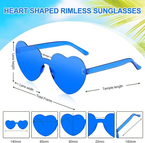 VJJB نظارات شمسية على شكل قلب للنساء، نظارات على شكل قلب وردي إكسسوارات أزياء العازبة لحفلات باربي وأعياد الميلاد 6 أزواج in Kuwait