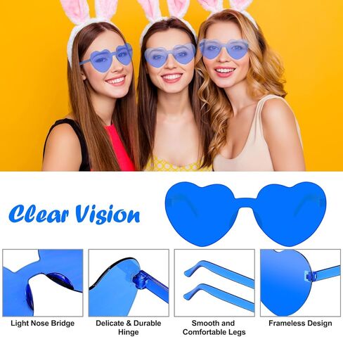 VJJB نظارات شمسية على شكل قلب للنساء، نظارات على شكل قلب وردي إكسسوارات أزياء العازبة لحفلات باربي وأعياد الميلاد 6 أزواج in Kuwait
