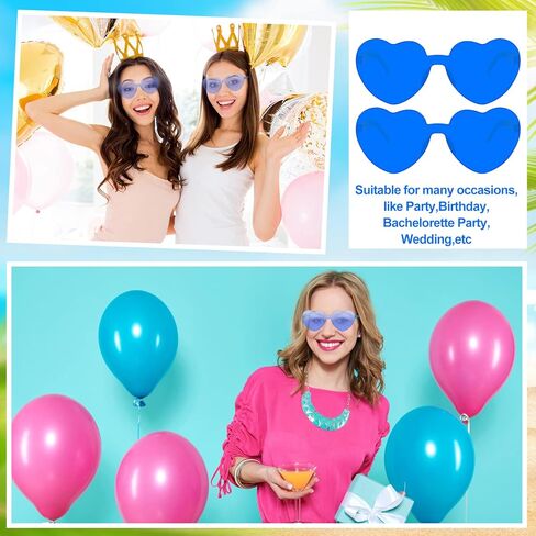 VJJB نظارات شمسية على شكل قلب للنساء، نظارات على شكل قلب وردي إكسسوارات أزياء العازبة لحفلات باربي وأعياد الميلاد 6 أزواج in Kuwait