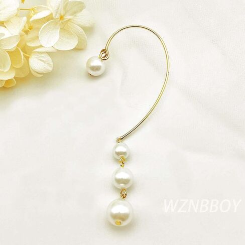 WZNBBOY بوهو الذهب طويل الشرابة اللؤلؤ الأذن الكفة سلسلة الأقراط لذيذ اللؤلؤ غير مثقوب الغضروف أقراط خمر اللؤلؤ انخفاض الأقراط مجوهرات الزفاف للنساء والفتيات in Kuwait