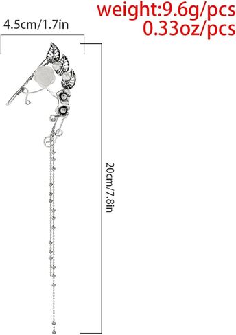 1 Pair Elf Ear Cuffs for Women Fairy Earrings Rhinestone Flower Leaves Elven Ear Cuffs Pearls Tassel Earrings Cuff Wrap Earrings for Halloween Costume Cosplay Wedding in Saudi Arabia