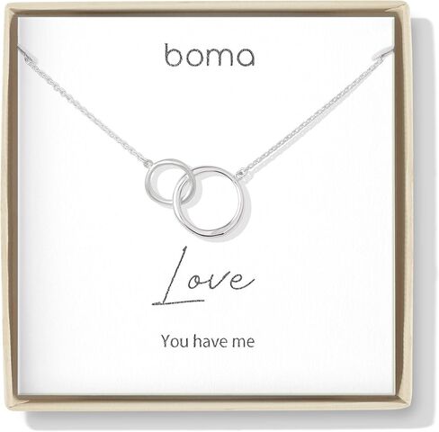 Boma Jewelry Sentiments Collection Love Sterling Silver Two Interlocking Circles Necklace, 18 Inches in Saudi Arabia
