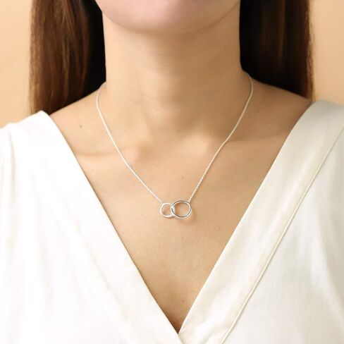Boma Jewelry Sentiments Collection Love Sterling Silver Two Interlocking Circles Necklace, 18 Inches in Saudi Arabia
