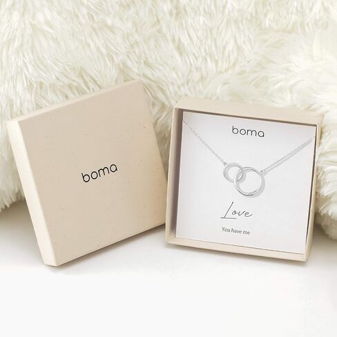 Boma Jewelry Sentiments Collection Love Sterling Silver Two Interlocking Circles Necklace, 18 Inches in Saudi Arabia