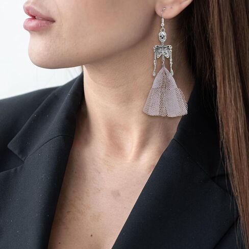 Bat Skull Earrings for Women Halloween Theme Print Drop Earrings Spider Dangle Earrings Cute Print Earrings for Girls in Saudi Arabia