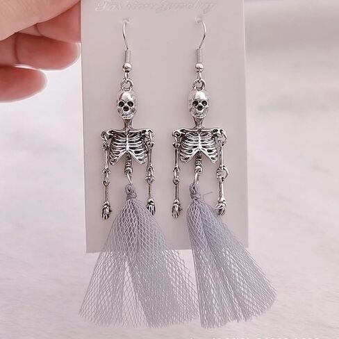 Bat Skull Earrings for Women Halloween Theme Print Drop Earrings Spider Dangle Earrings Cute Print Earrings for Girls in Saudi Arabia
