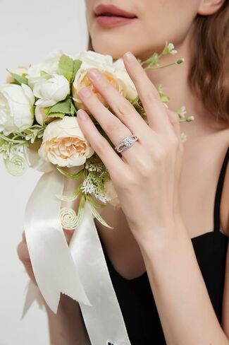 THELANDA Genuine Moissanite or Simulated 1CT Diamond Sterling Silver Crossover Vine Split Intertwine Shank Promise Ring Engagement Ring in Saudi Arabia