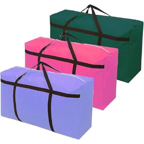 Rowland Harbor 3 Packs 9.25 Gal Heavy duty Storage Bags with Strong Handle, Travel Duffel Clothes Bags for Moving, Travelling, Camping, Festival Decorations Storage