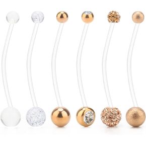 CrazyPiercing حلقة البطن الحامل تشيكوسلوفاكيا حلقة البطن الواضحة السرة ثقب التجنيب 14G الاكريليك حلقات زر البطن البلاستيك ثقب المجوهرات الصناعية للنساء in Kuwait