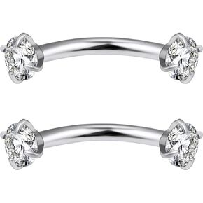 Ovxznts ثقب الحاجب المجوهرات الجراحية الصلب مكعب زركونيا داخليا مترابطة عمودي Labret الشفاه مجوهرات منحني الحديد حلقات الحاجب الصغيرة الأذن روك حلقة زر البطن الصغيرة للنساء الرجال 16 جرام