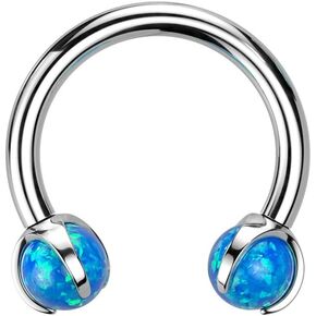 Pierced Owl 16GA F136 Implant Grade Titanium Internally Threaded Claw Set Synthetic Opal Ball Ends Horseshoe Circular Barbell