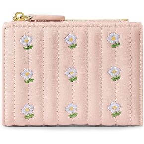 Mokoze Small Womens Wallet, Cute Wallet with Flower Pattern and Zipper Pocket PU Leather Bifold Wallet for Travel, Shopping, Gift Giving and Daily Use (Off White) in Kuwait