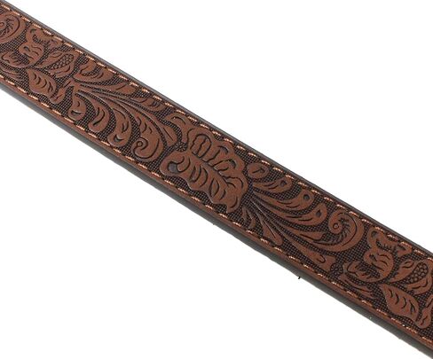 BC Belts Womens Thin Leather Belt Strap with Embossed Western Scrollwork 1" Wide with Snaps in Saudi Arabia
