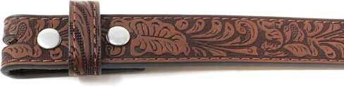 BC Belts Womens Thin Leather Belt Strap with Embossed Western Scrollwork 1" Wide with Snaps in Saudi Arabia